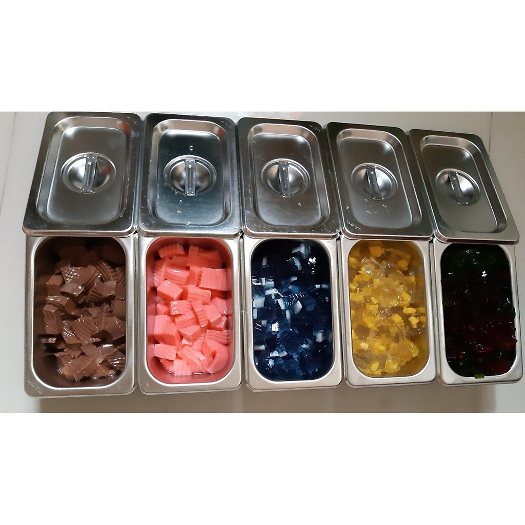 Khay inox đựng thực phẩm đựng thạch topping size gn 1/9
