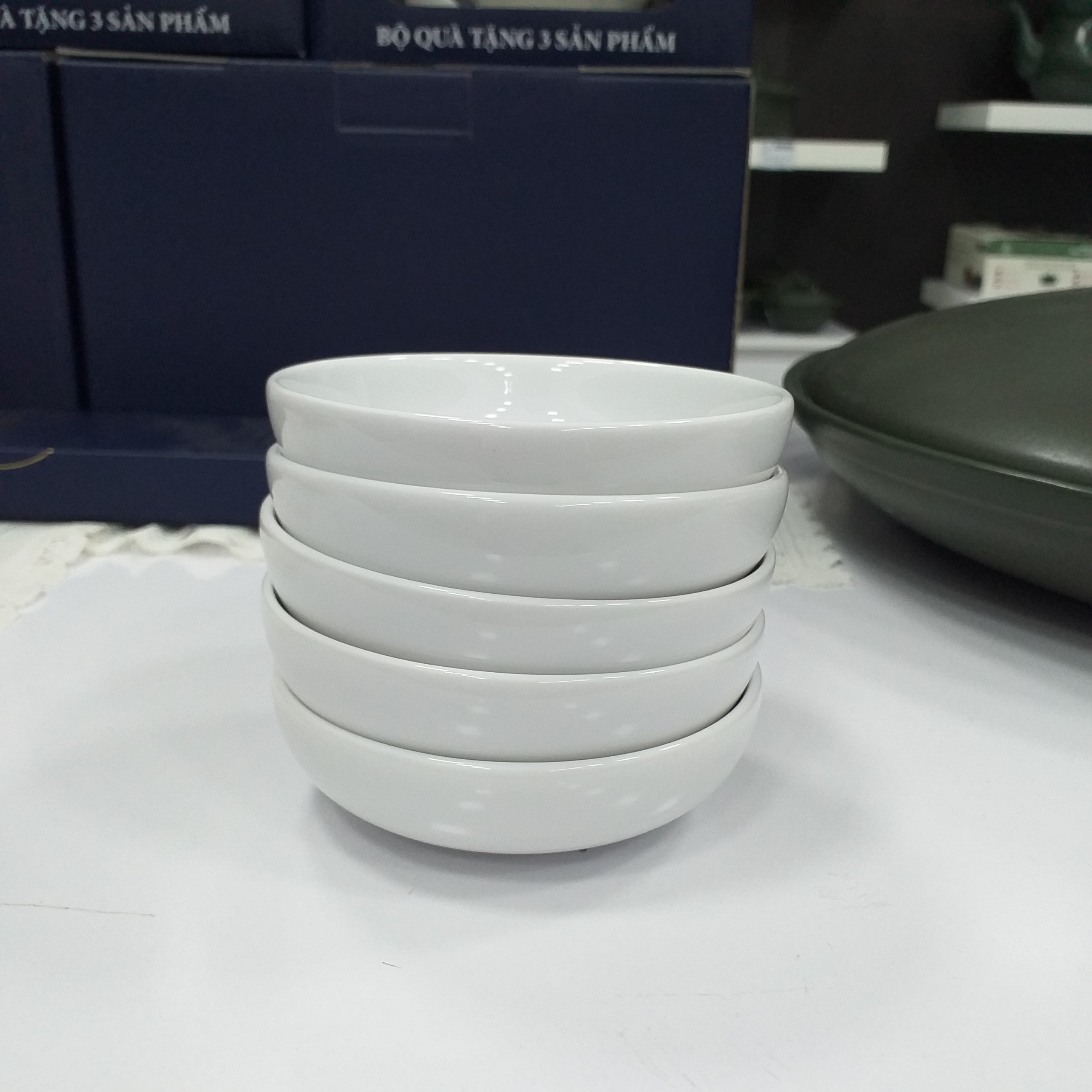 Bộ 5 Chén Chấm 9cm Camellia Sứ Minh Long hàng đẹp, dày chắc có thể lắc tài xỉu