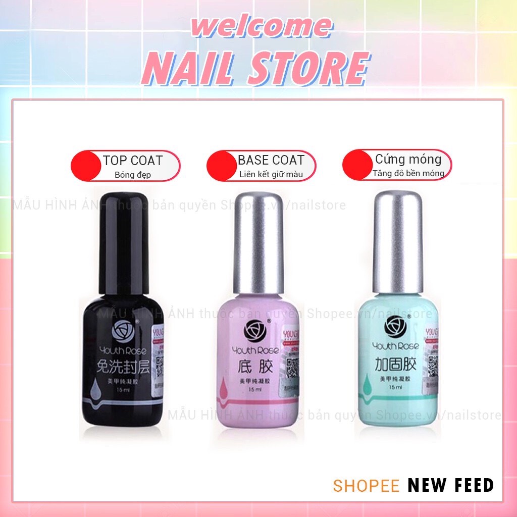 Base , top cứng móng hoa hồng liên kết gel và bảo vệ gel móng