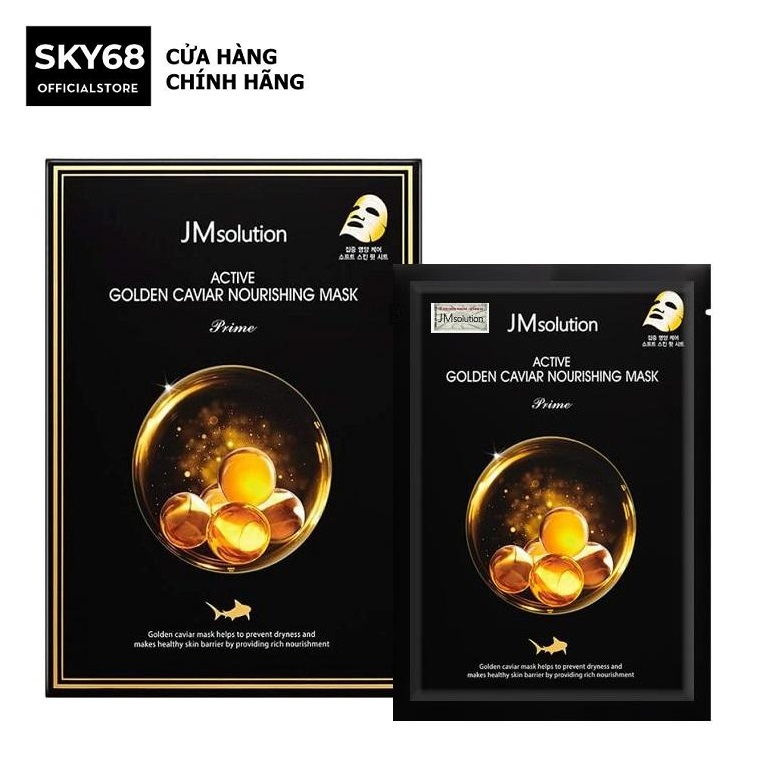  Hộp 10 Mặt Nạ Cấp Ẩm Ngăn Ngừa Thâm Nám JM Solution Active Golden Caviar Nourishing Mask 30ml x 10 