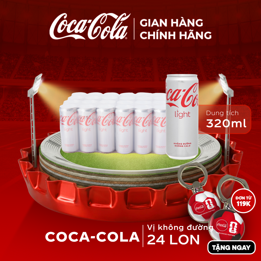 [SIÊU SALE ] Lốc 24 Lon Nước Ngọt Giải Khát Không Đường Coca-Cola Light Lon 320ml Sale 25.05 Coca-Cola Chính Hãng_LD