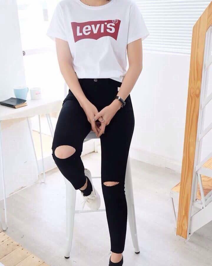 Quần skinny rách gối