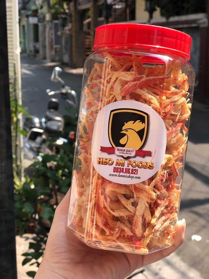 Khô mực xé sợi hấp nước dừa nhà làm hũ 200g