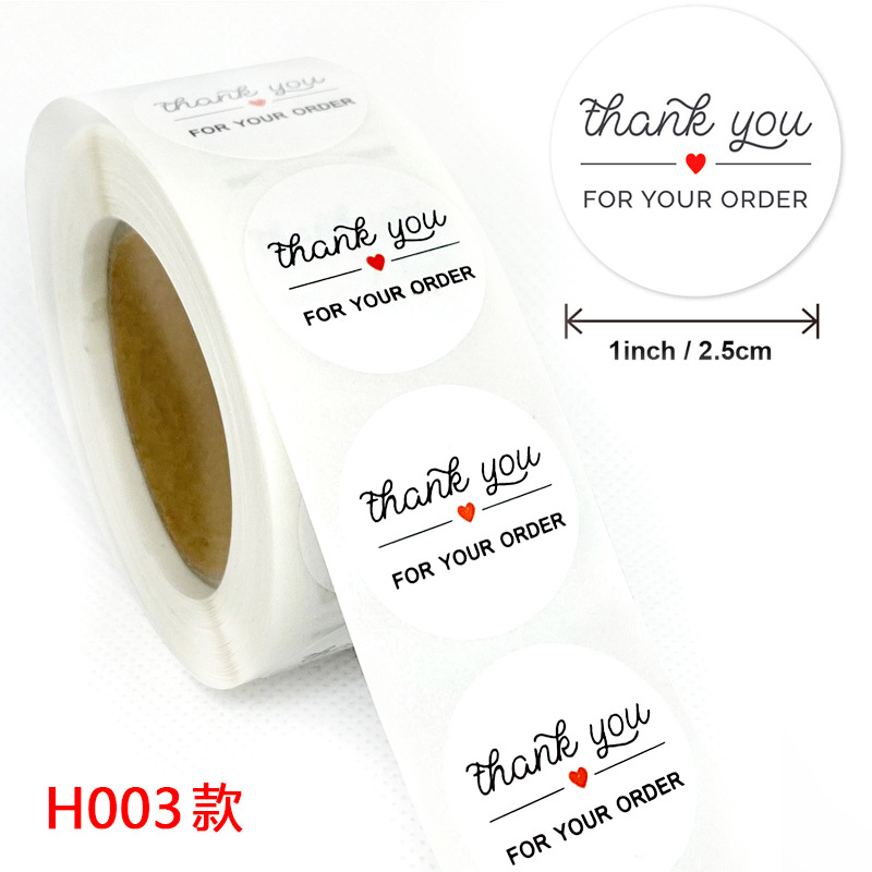 Giá Xưởng - 25mm Cuộn 500 Tem dán cảm ơn Sticker Thank You sticker tròn xinh xắn dán hàng quà tặng