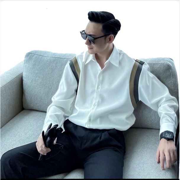Áo sơ mi nam lụa trơn quốc dân chạy viền cực chất.