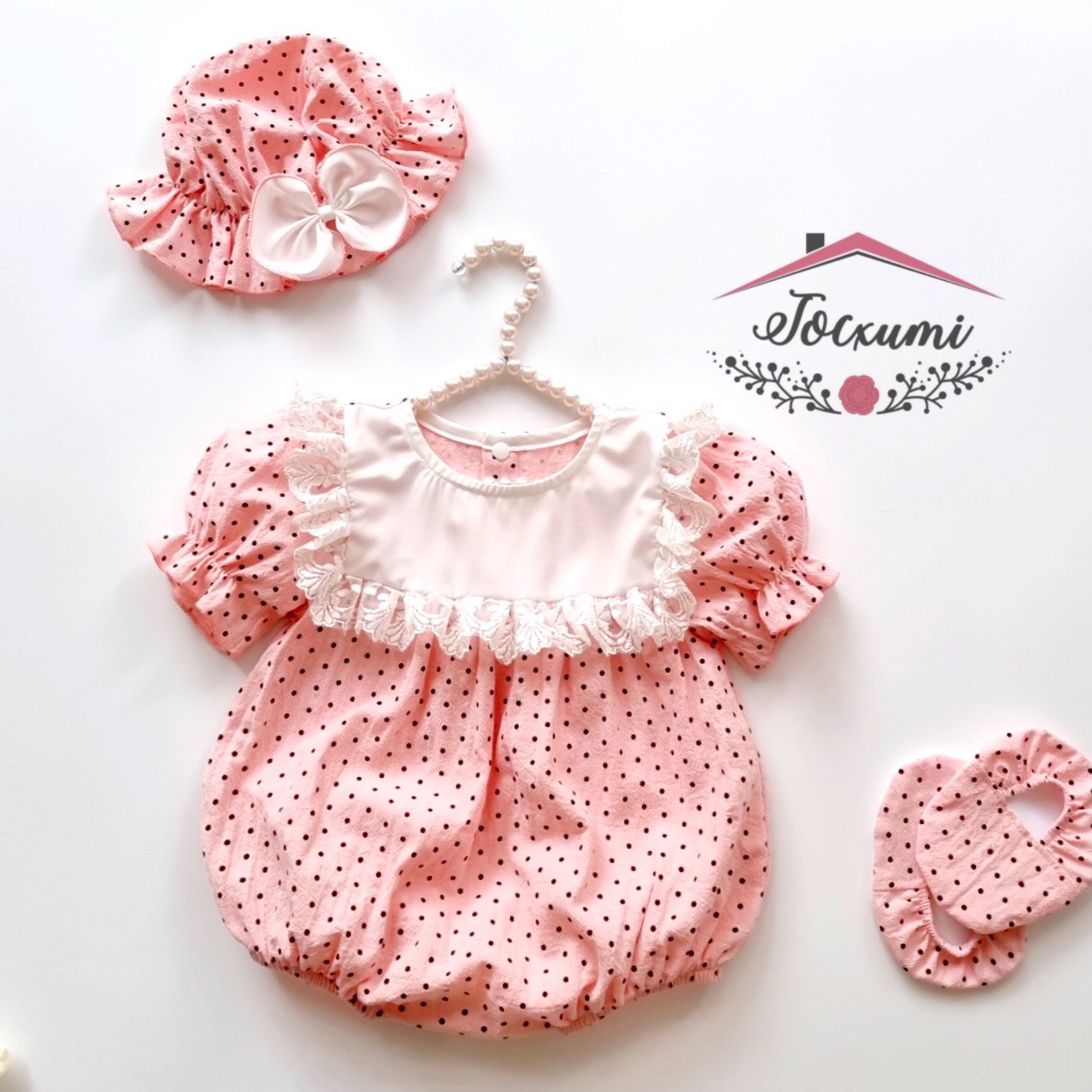 Body hồng chấm bi bèo trắng cực ngọt - tocxumi