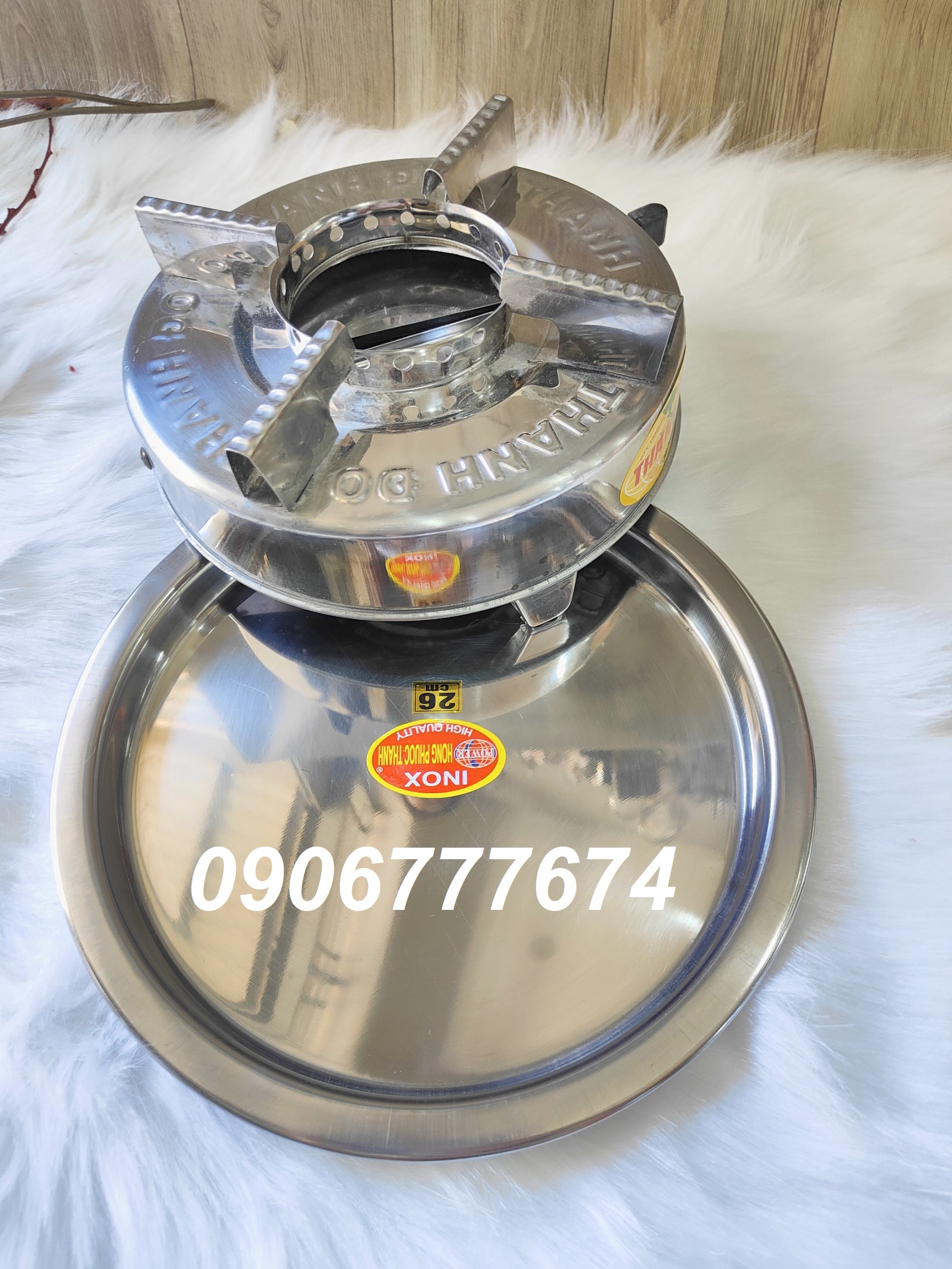 Bếp cồn thành đô và vỉ lót/dĩa lót bếp cồn inox bền đẹp