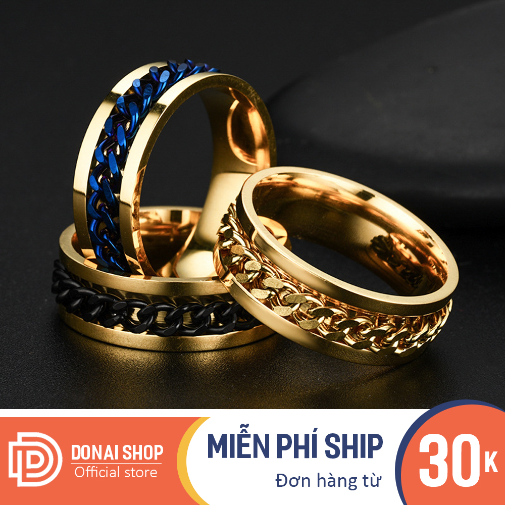 Nhẫn thời trang nam nữ Titan dây xích xoay cực cá tính DONAI.NT6