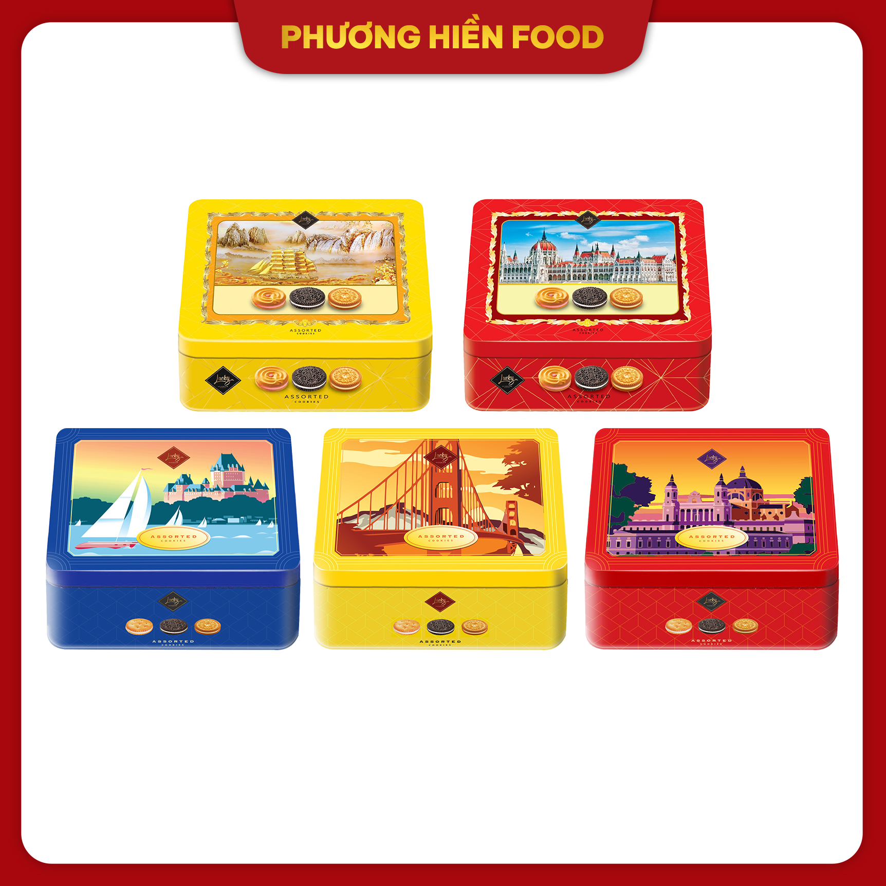 Bánh quy hỗn hợp LuckySun 150g hộp sắt