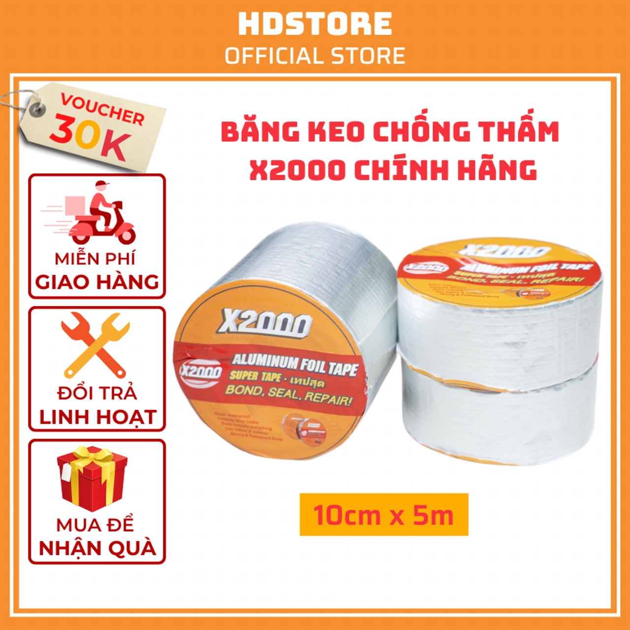 [HCM]Băng keo chống thấm X2000 10cm x 5m băng keo siêu dính đa năng dán trần nhà dán tường dán mái tôn dán bể nước ống nước xô chậu bể bơi phao bơi bạt đầm nuôi tôm và các vết nứt vết rạn ở mọi vật dụng  băng keo x2000