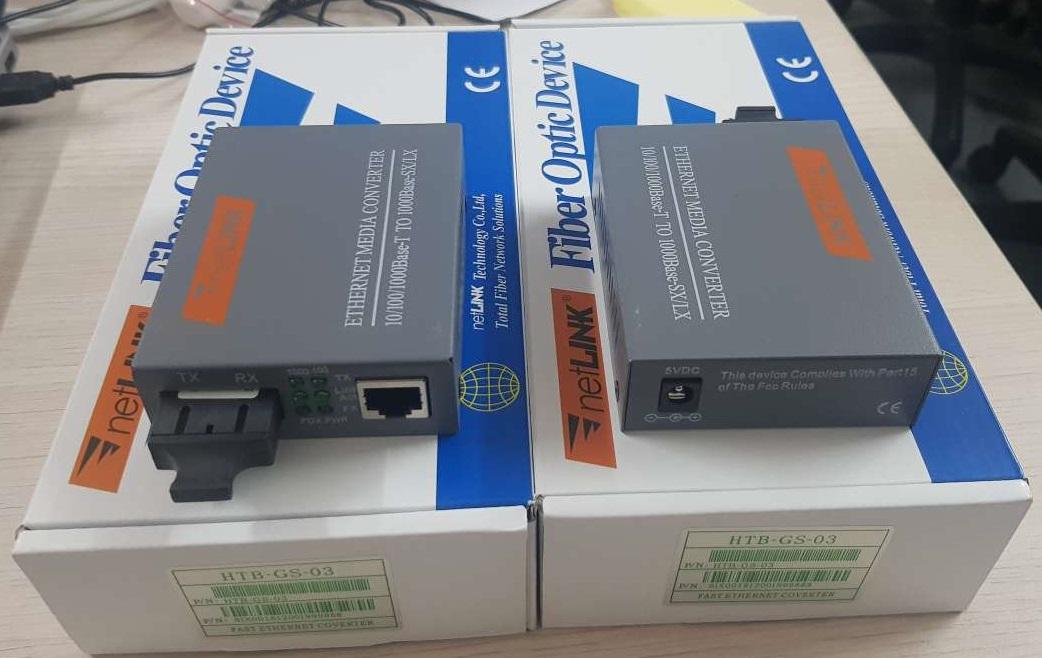 [HCM]Cặp Converter Quang 1000mb (1gb) giá rẻ Netlink single mode dùng 2 sợi quang 25km. BH 12 tháng