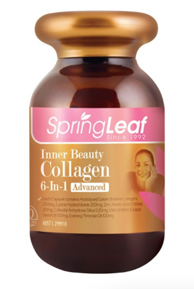 Collagen 6 in 1 spring leaf inner beauty . xuất sứ úc, lọ 180 viên