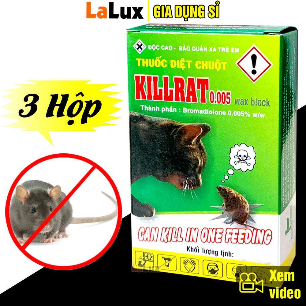 COMBO 3 Hộp Thuốc Diệt Chuột Thông Minh KILLRAT 0.005 (40g x 2goi) - Bả Diệt Chuột Sinh Học , Thuốc Đuổi Chuột Hiệu Quả An Toàn LALUX
