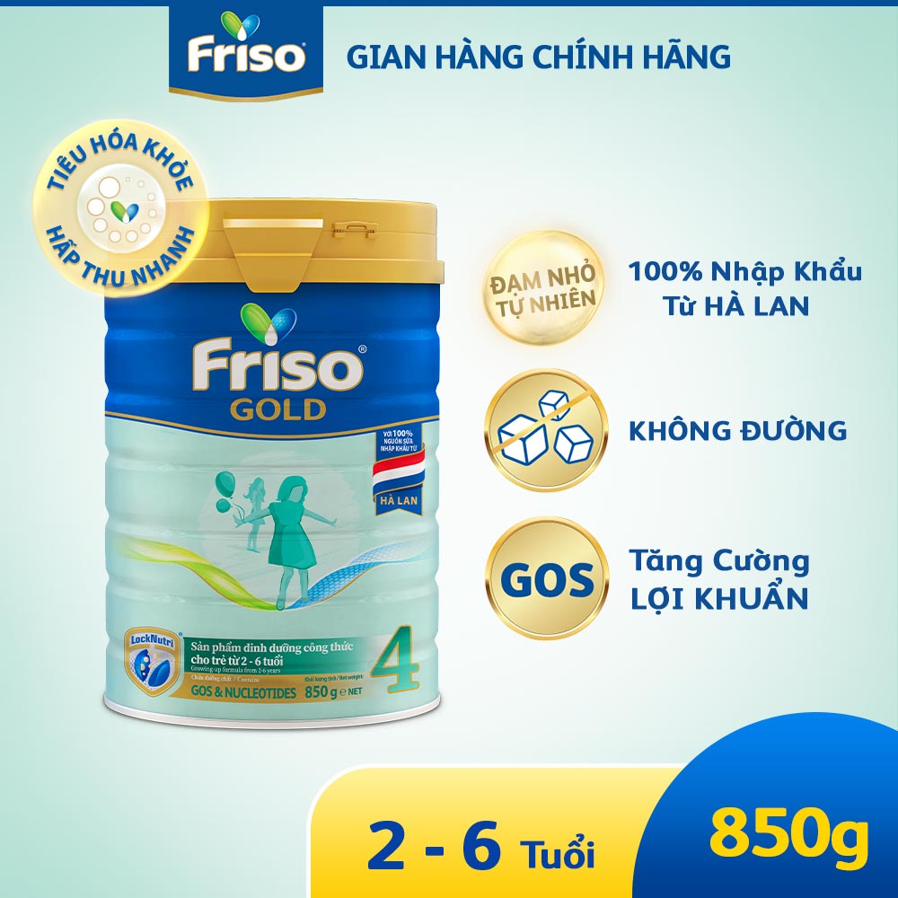 Sữa Bột Friso Gold 4 lon thiếc 850G-cho trẻ từ 2-6 tuổi