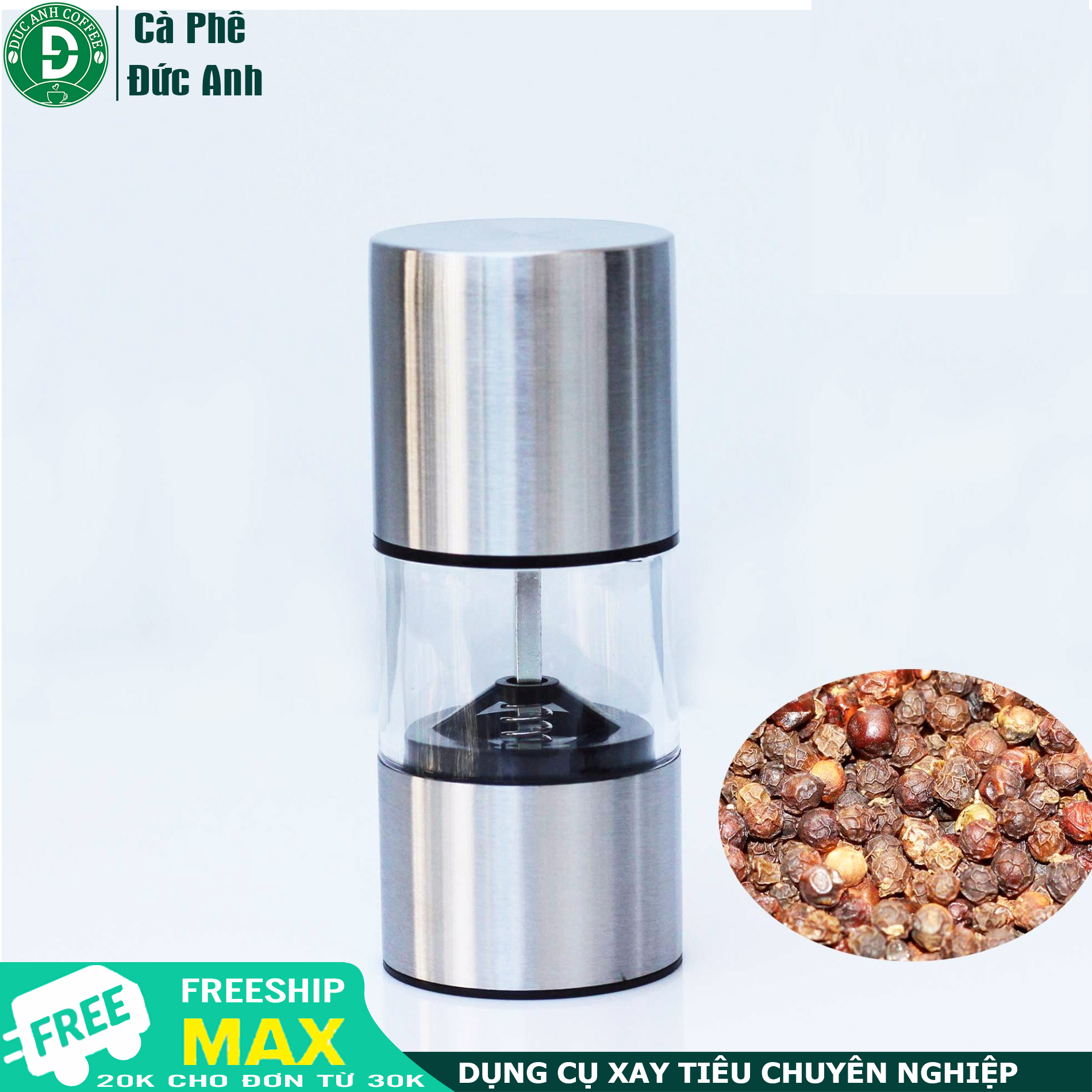 Dụng cụ nghiền tiêu tiêu đa năng cầm tay - chất liệu inox- công ty TNHH cà phê Đức Anh nhập khẩu