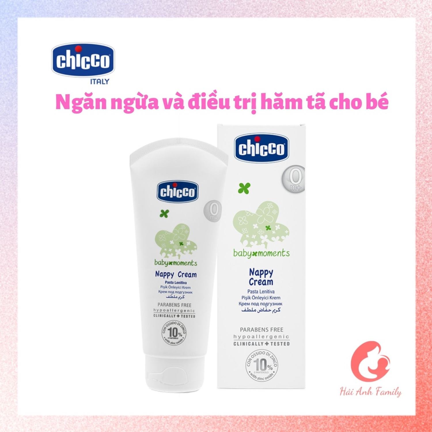 Kem hăm 3 tác động chicco 100ml, ngăn ngừa và hỗ trợ hăm tã
