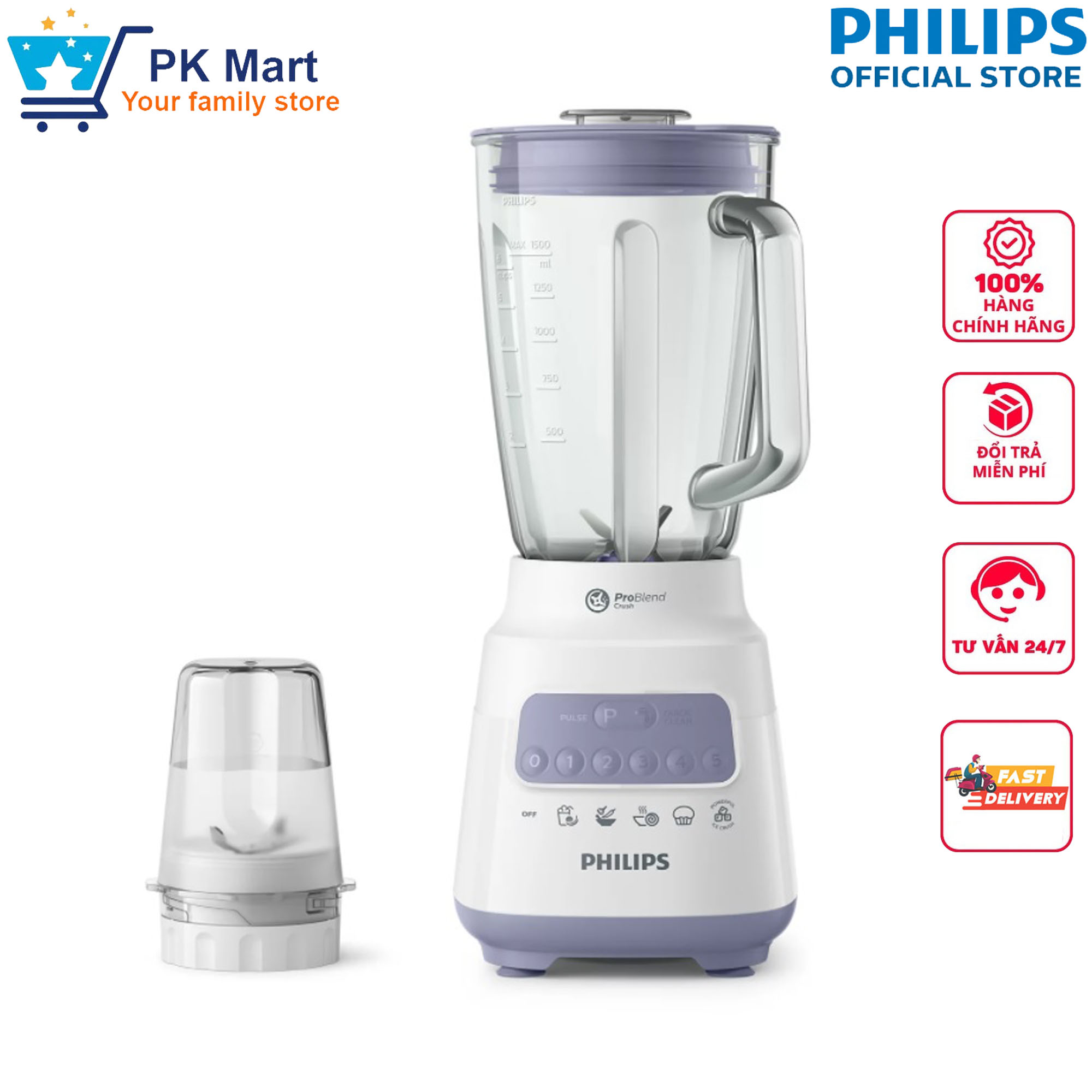 Máy xay sinh tố Philips HR2222 cối thủy tinh