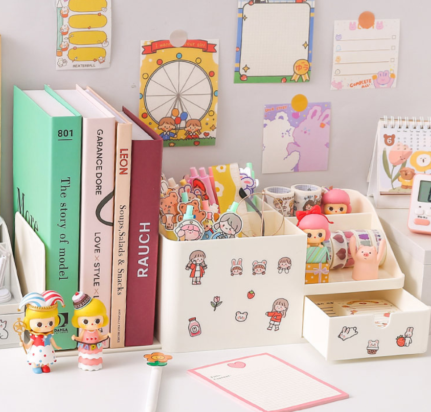 [Có sẵn] [Không Sticker]Hộp Đựng Bút Đa Chức Năng Có Ngăn Kéo Để Bàn