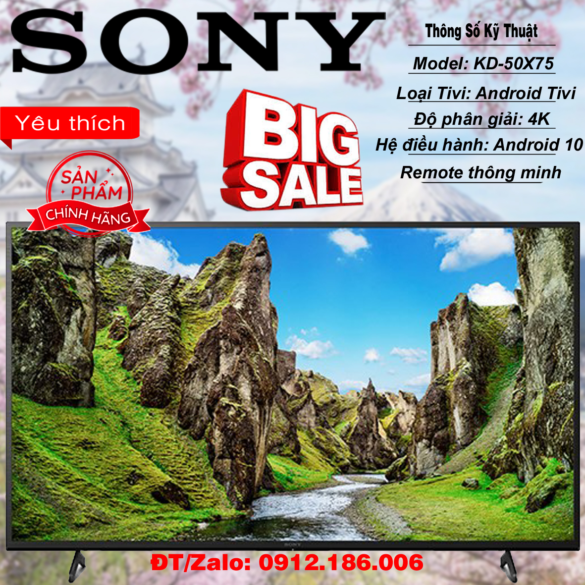 Android tivi sony 4k 50 inch kd-50x75 - hàng chính hãng