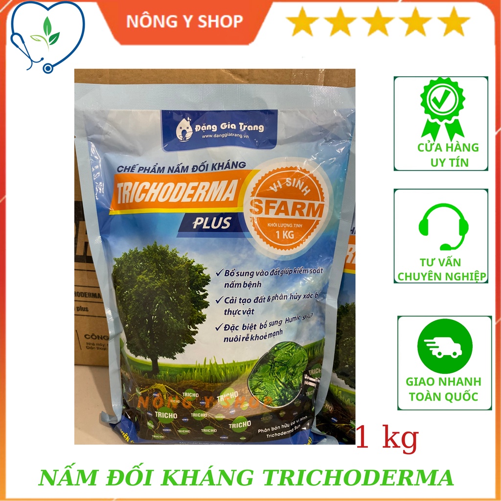 Chế phẩm nấm đối kháng Trichoderma plus Sfarm - 1Kg, 500g, gói chiết lẻ 100g - Ủ phân - Bón cây trồng - phongg trừ sâu bệnh