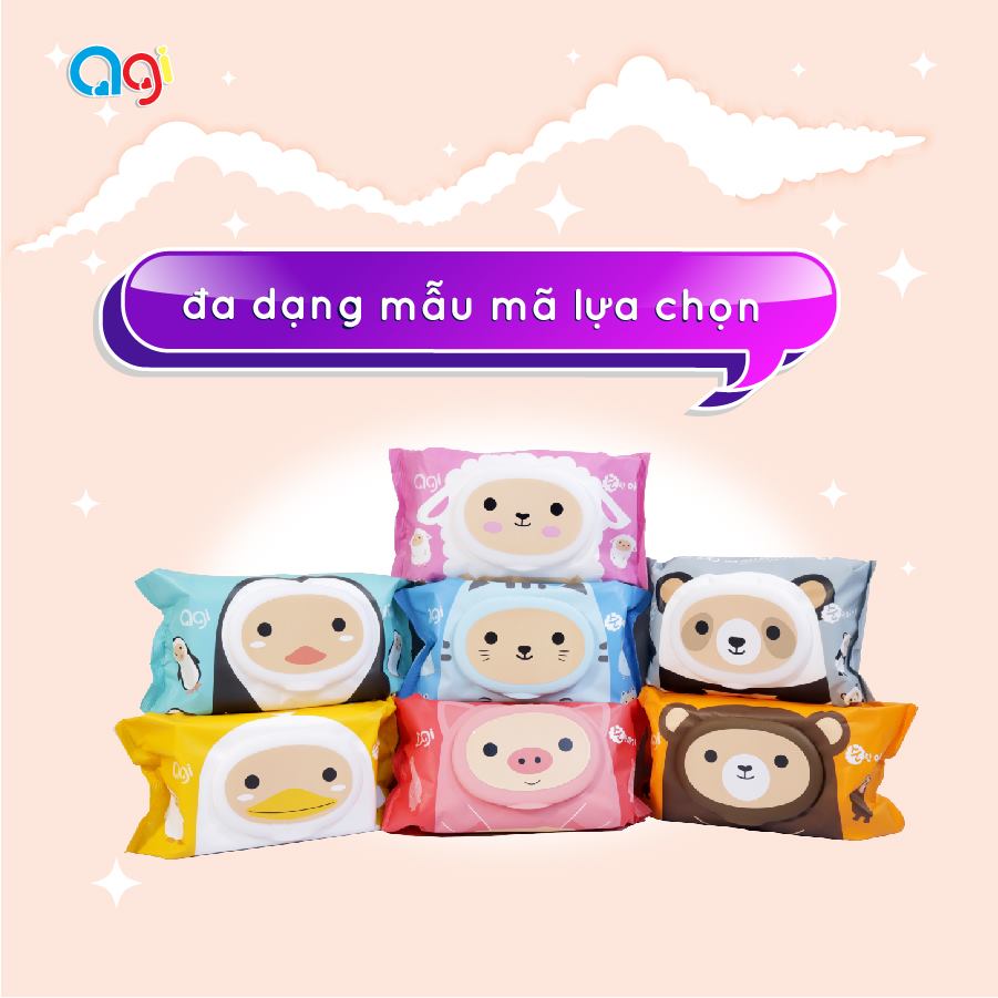Gói 80 tờ khăn ướt agi không mùi