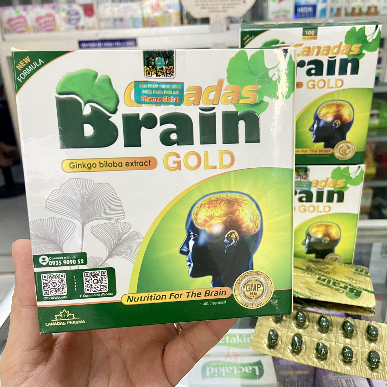 Viên uống Canadas BRAIN Gold giúp bổ não, ngủ ngon, tăng cường trí nhớ, ngừa tai biến,hộp 100 viên