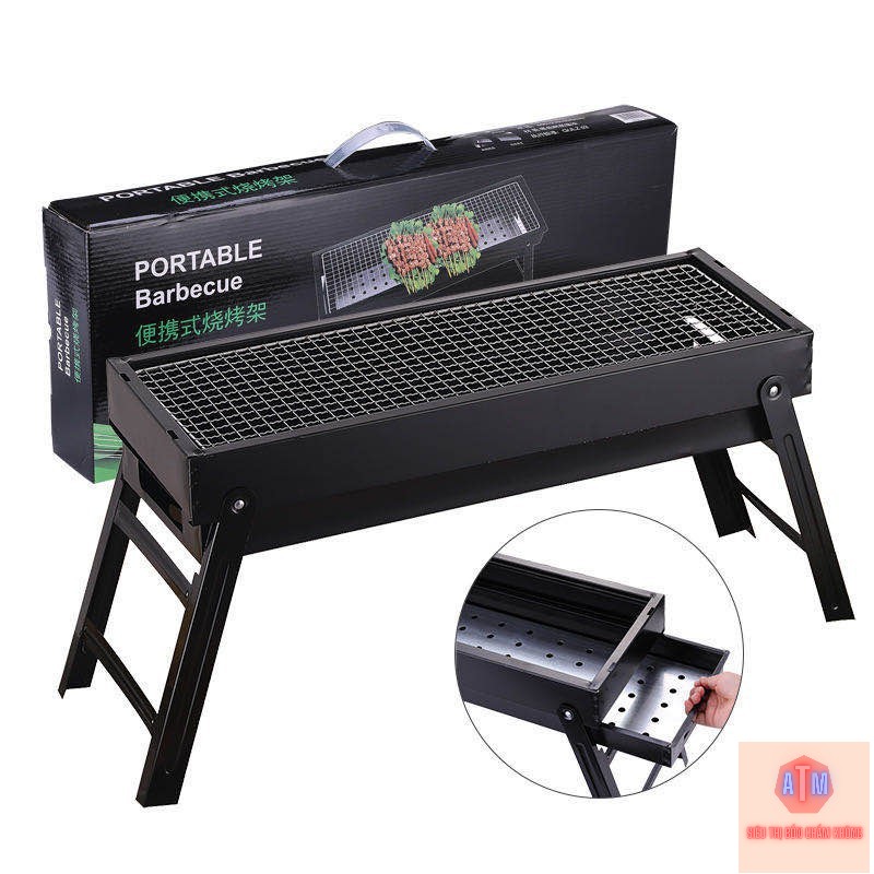 ( Bếp dài ) Bếp Nướng Than Hoa Không Khói Ngoài Trời Cao Cấp - Bếp Nướng BBQ Gọn Nhẹ Sạch Sẽ Thuận Tiện Sử Dụng Du Lịch Picnic - Bếp Nướng Có Vỉ