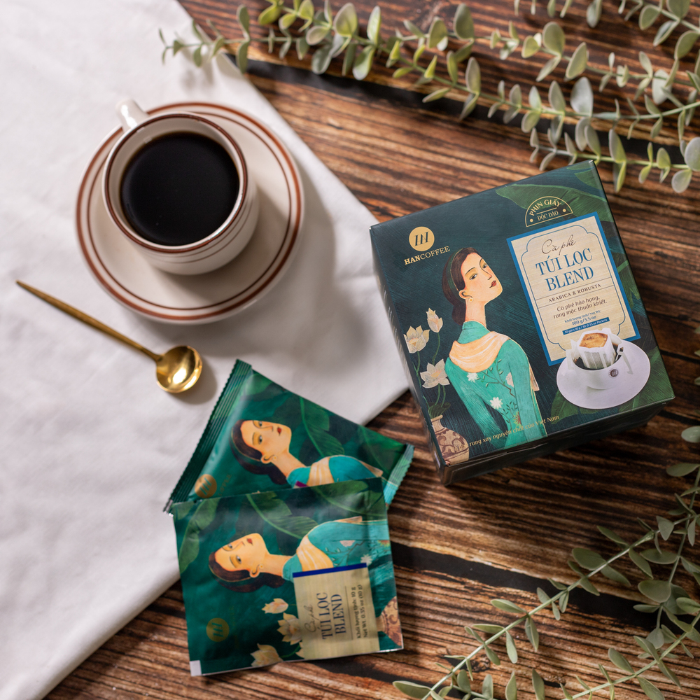 Cà phê túi lọc hancoffee blend - cà phê phin giấy tiện lợi hộp 5 gói / 10 gói