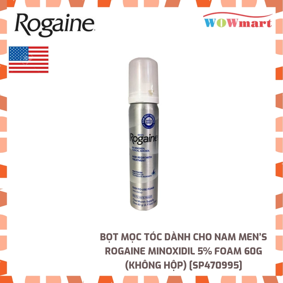 Bọt mọc tóc dành cho nam Men’s Rogaine Minoxidil 5% Foam 60g -
