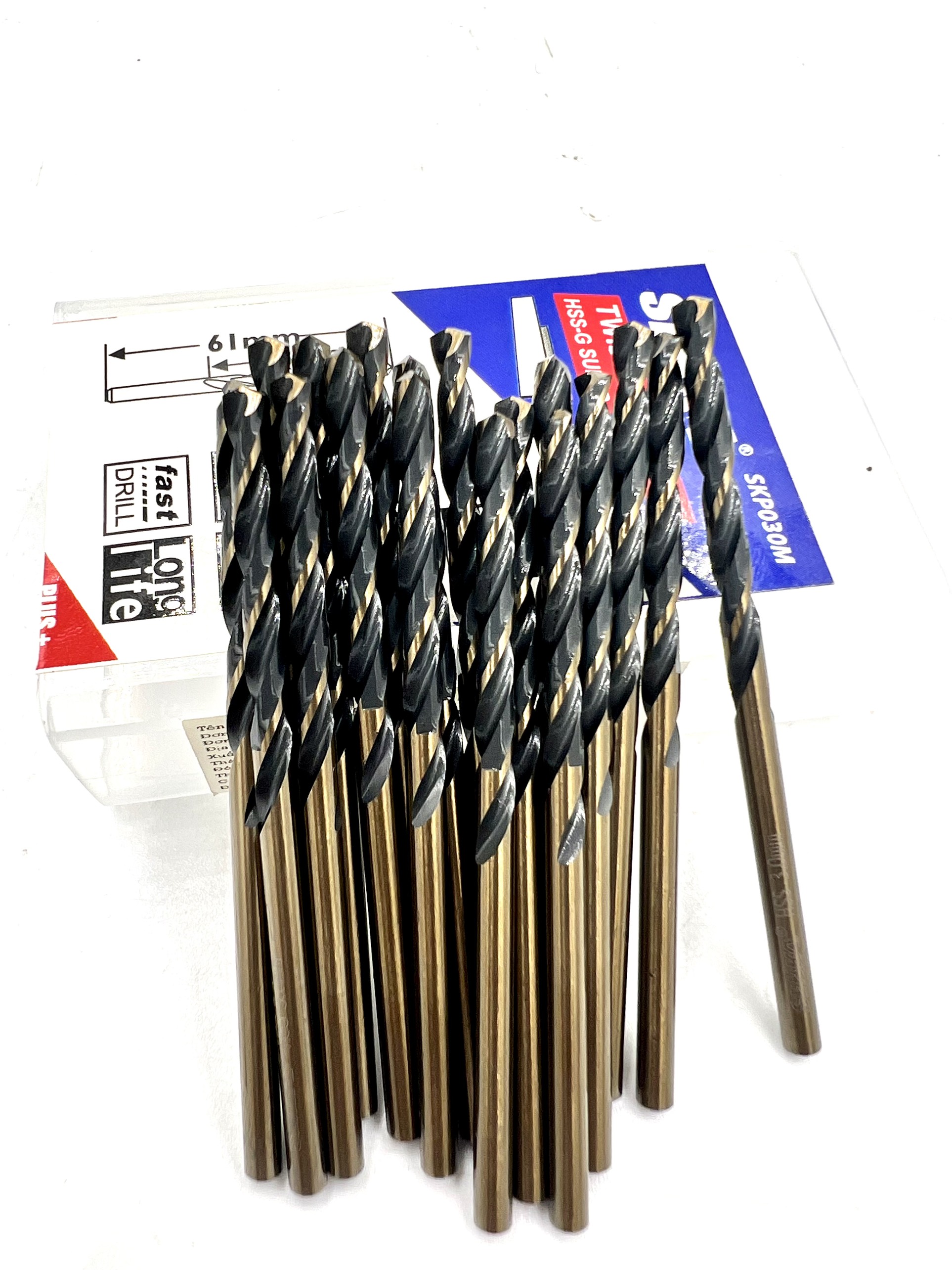 3mm - 1 hộp 20 mũi khoan Thép Inox hiệu SENKA Vàng đen cao cấp Công nghệ Đức Pro+
