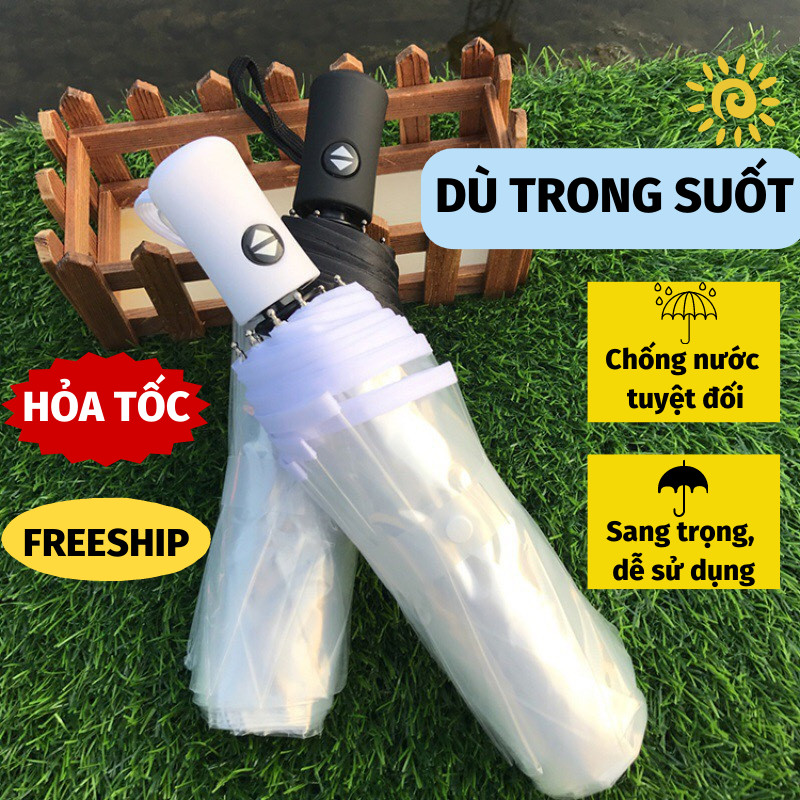Dù che mưa ô trong suốt chụp ảnh gấp gọn chống thấm phong cách hàn quốc ô dù toki