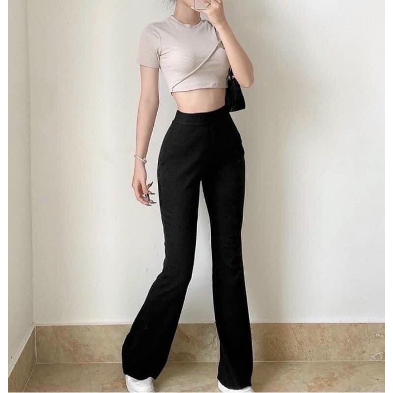 Quần thun nữ phom dài ôm loe siêu tôn dáng mẫu hotttrend