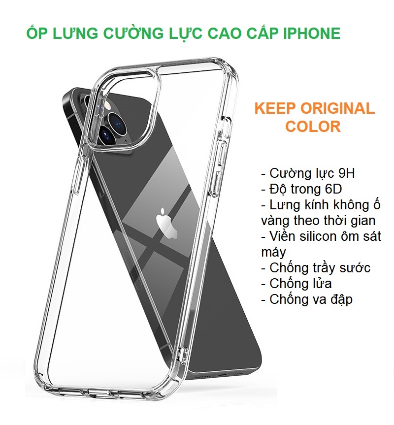 Ốp Lưng IPHONE Cường Lực Trong Suốt Cao Cấp Cho Iphone 15/ Iphone 14 /Iphone 13/Iphone 12/Iphone 11/Iphone X/XS/XSMax/XR, Iphone 7,8 plus