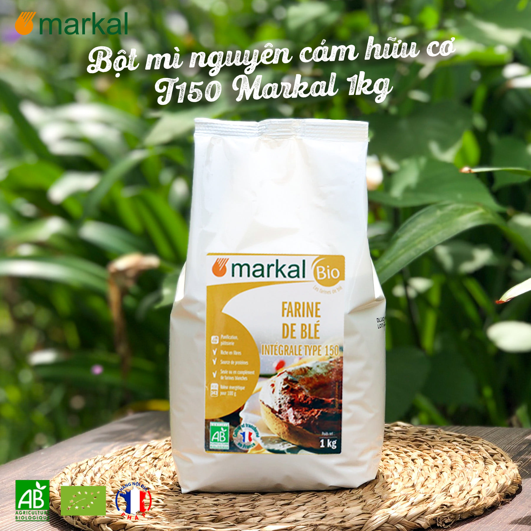 Bột mì nguyên cám hữu cơ T150 Markal 1kg
