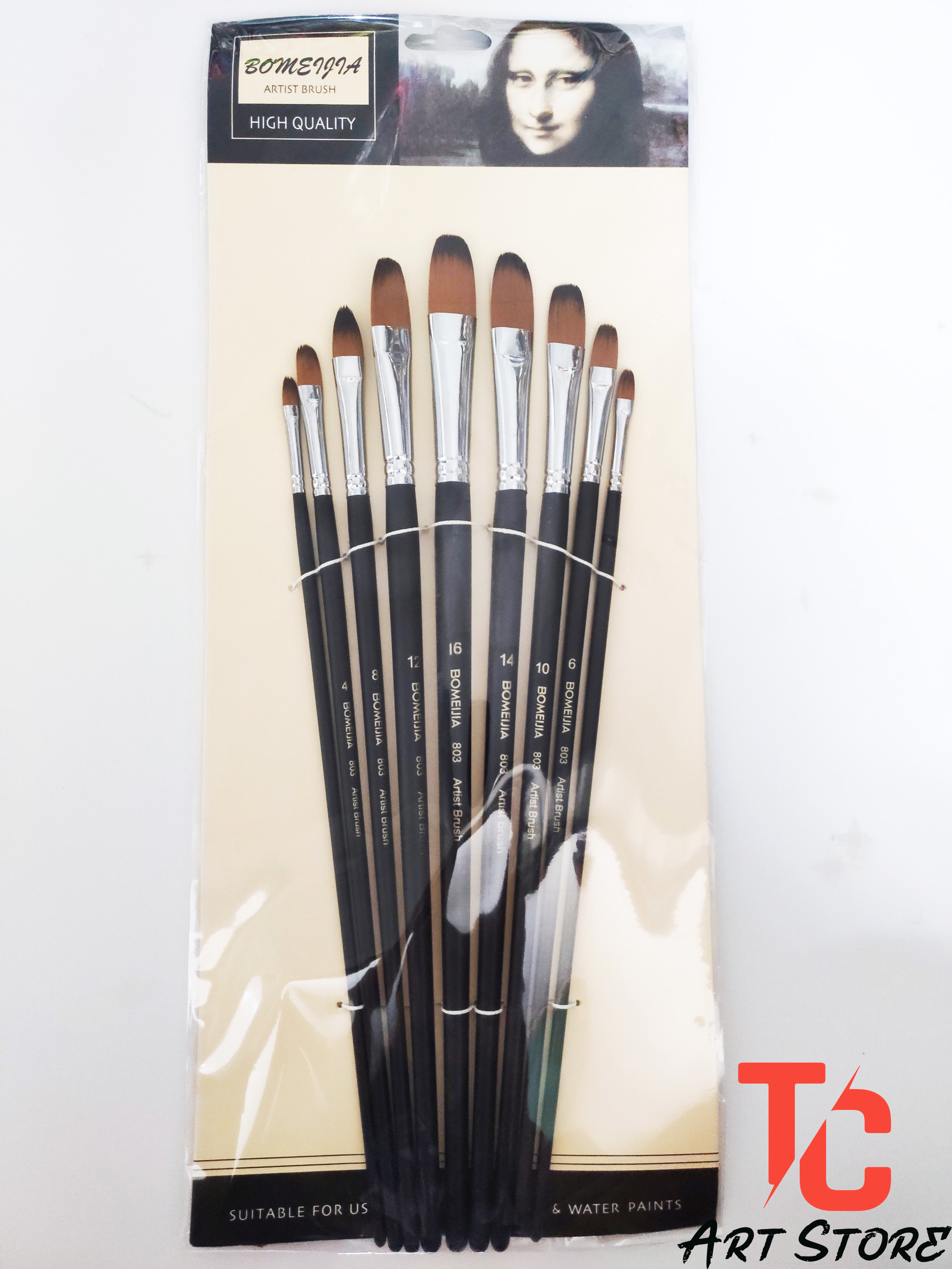 Bộ 9 cọ đầu nhọn bomega high quality
