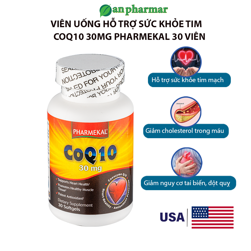 Viên uống hỗ trợ tim mạch COQ10 30 mg Pharmekal 30 Viên nhập khẩu chính