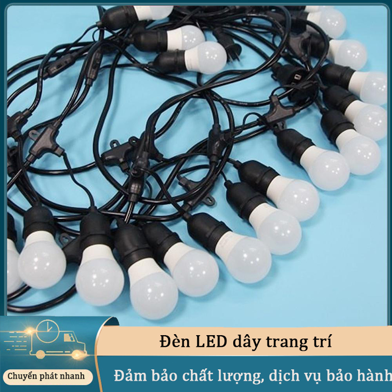 Dây đèn trang trí ngoài trời -dây đui 5 mét 10 bóng, 10 mét 15 bóng,10 mét 20 bóng chống nước dùng cho quán cà phê, trà chanh, trà sữa... BH 12 Tháng
