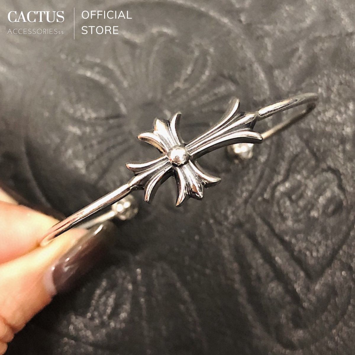  Vòng tay   vòng cuff Chrome Heart thiết kế unisex nam nữ cá tính cách điệu thép titan mạ bạc 925 không gỉ sét - Cactus Accessoriess 