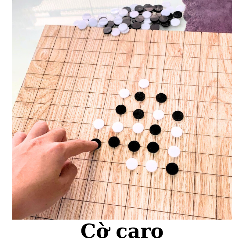 Bộ bàn cờ 3 trong 1 bằng gỗ tiện lợi cờ vây, cờ gánh, cờ caro - kích thước 35x35cm
