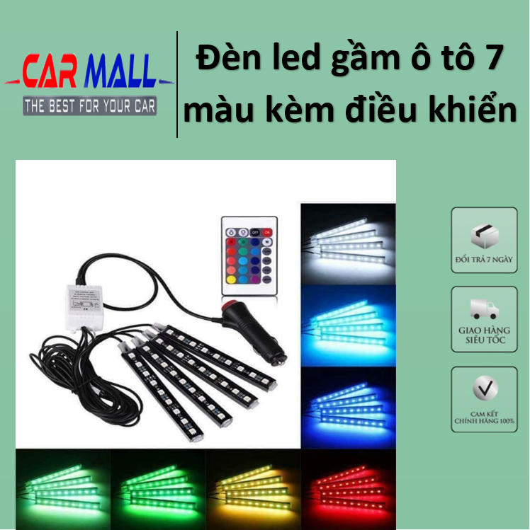 Bộ đèn led chiếu gầm ghế 12V kèm remote điều khiển đổi màu cảm biến thông minh theo tiếng nhạc cực sang trọng (Loại 12 bóng led)