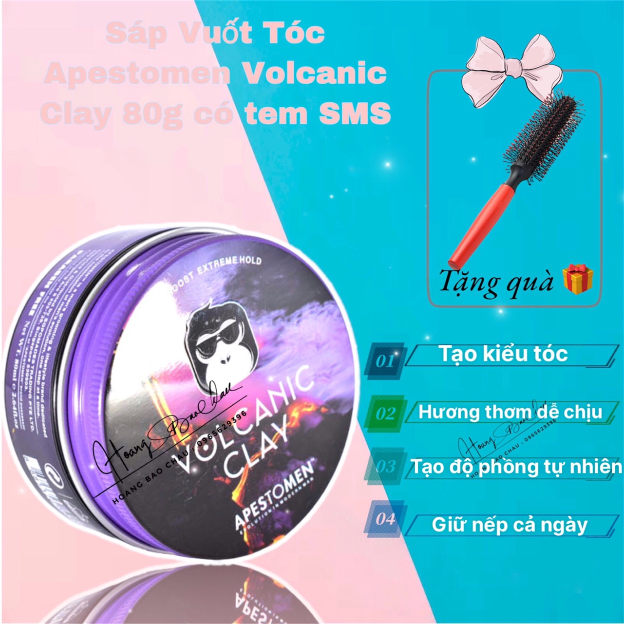 Sáp vuốt tóc Apestomen Volcanic Clay - Tặng Lược Tròn