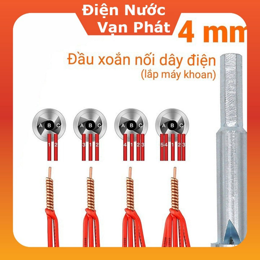 Đầu xoắn nối dây điện 2.5mm lắp máy khoan