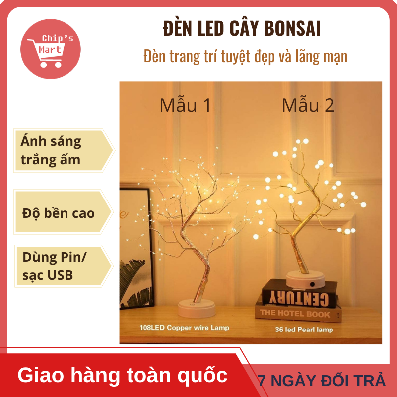 [Độc-Lạ] Đèn Led Trang Trí Cây Bonsai – 2 mẫu 36/108 đèn Led sáng lung linh - Đèn Decor phong cách cho trang trí Nhà cửa, Chụp ảnh, Cửa hàng/khách sạn, Tiệc sinh nhật,...
