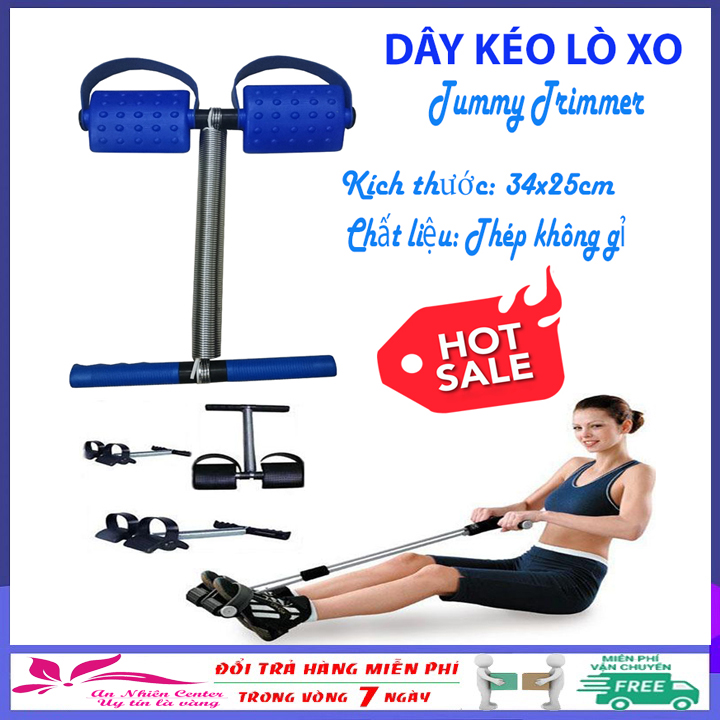 Dây tập lò xo kéo tay đa năng Tummy Trimmer, tập gym, tập cơ bụng, tập lưng bụng màu Xanh - Nhựa cao cấp - Lò xo thép không gỉ