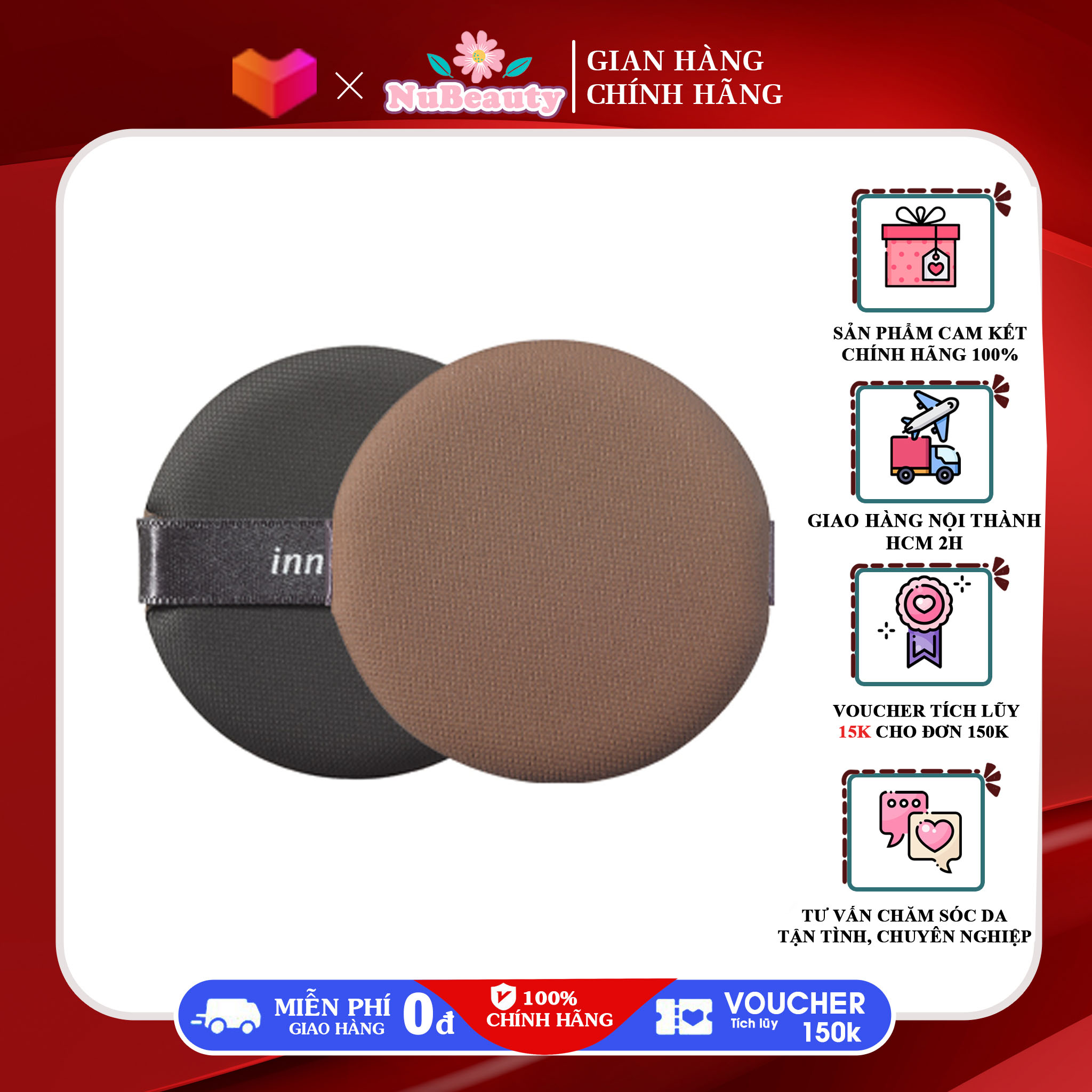 "Chính Hãng" Bông mút cushion Innisfree Air Magic Puff , Bông mút cushion the face shop