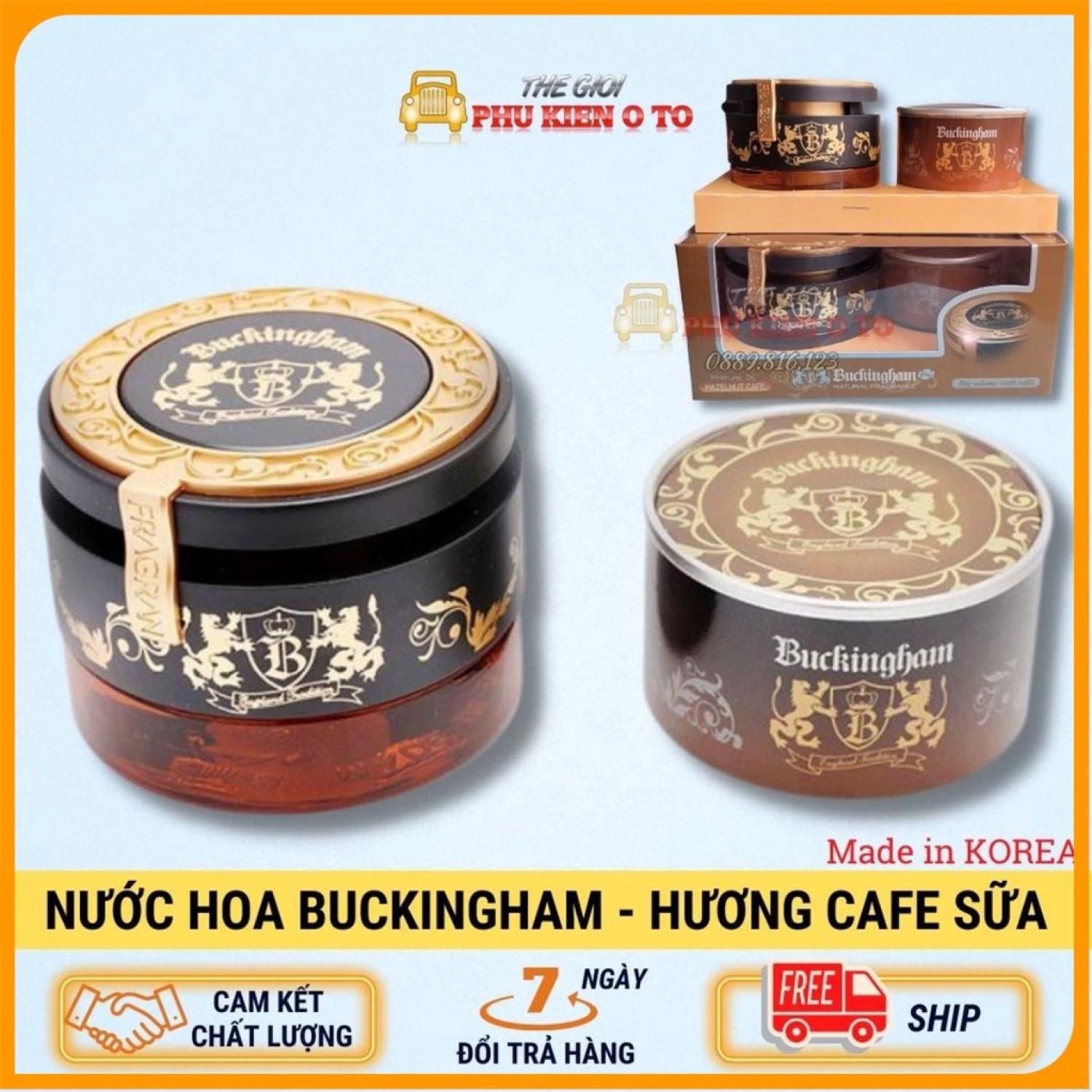 Nước hoa ô tô cao cấp BUCKINGHAM Hàn Quốc hương Cafe sữa, hộp 2 lọ