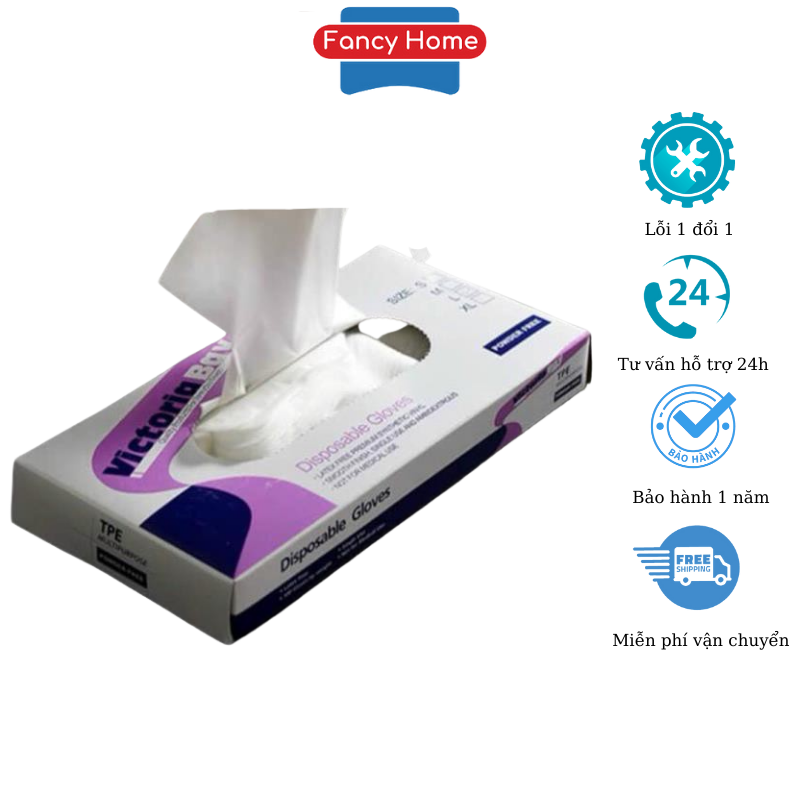 Găng tay nấu bếp Victoria chất liệu PTE siêu dai không mùi không bột cao cấp dùng cho nấu ăn và vệ sinh bếp