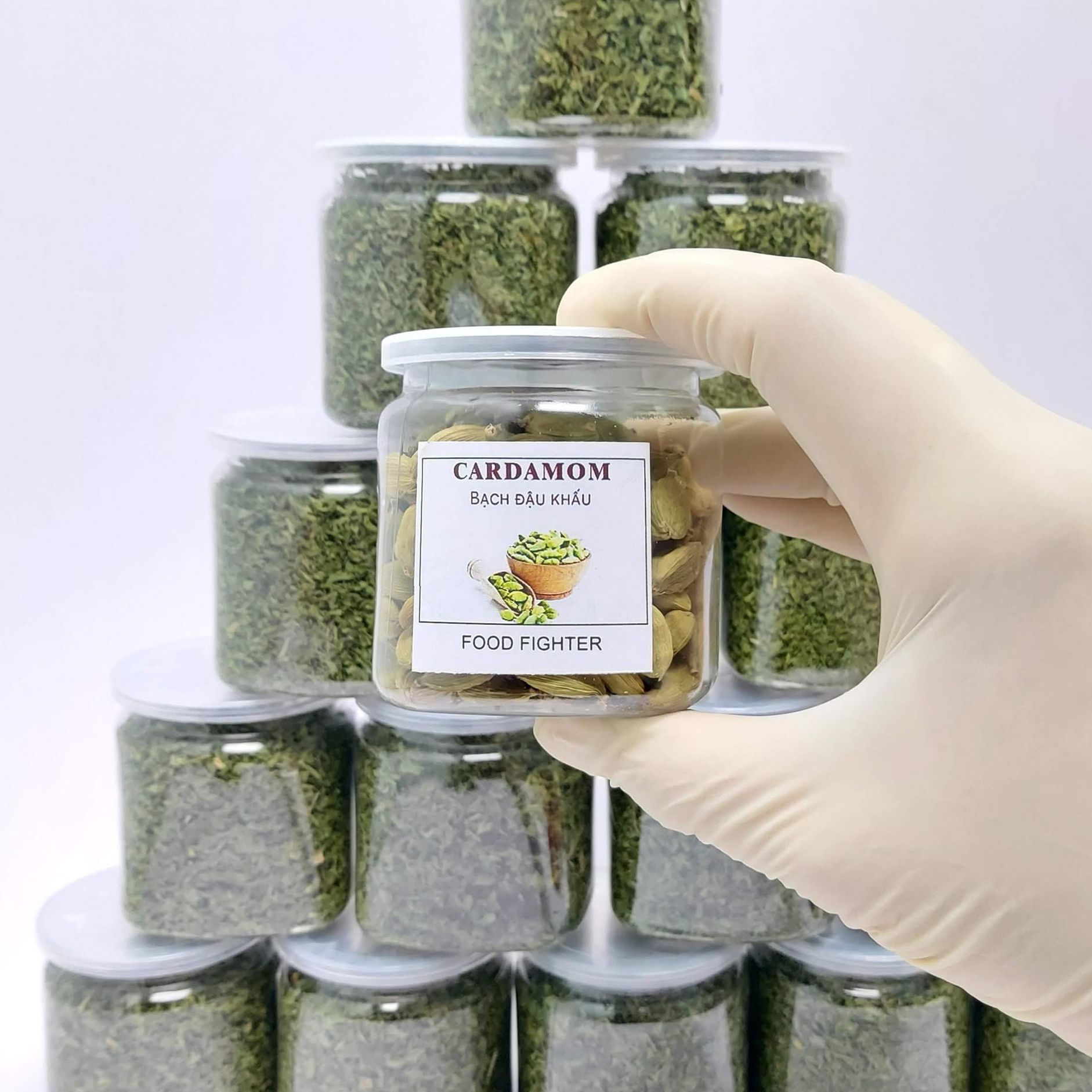 Bạch đậu khấu hạt bưởi xanh Ấn Độ-  Cardamom - Hũ 120ml