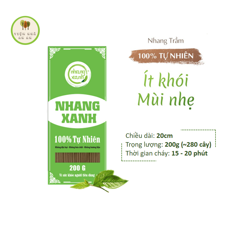 [BÁN CHẠY] Nhang Xanh Phổ Thông 20cm 200g - 100% Trầm Hương tự nhiên ít khói thơm dịu nhẹ an toàn sức khỏe