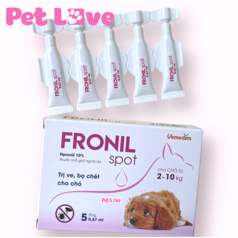 Hộp 5 ống Fronil Spot nhỏ gáy diệt ve, bọ chét chó (Vemedim)